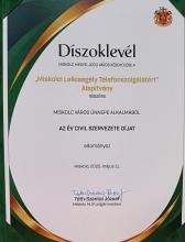 Az év civil szervezete oklevél